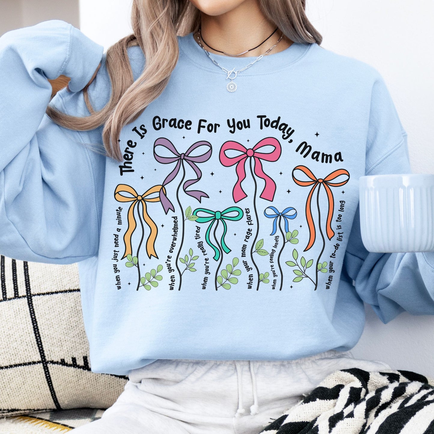Positive Affirmations for Mama / Motherhood Grace / Colorful Bows for MOM Shirt