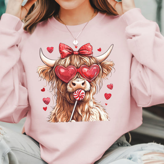 Girlie Highland Cow Sweatshirt