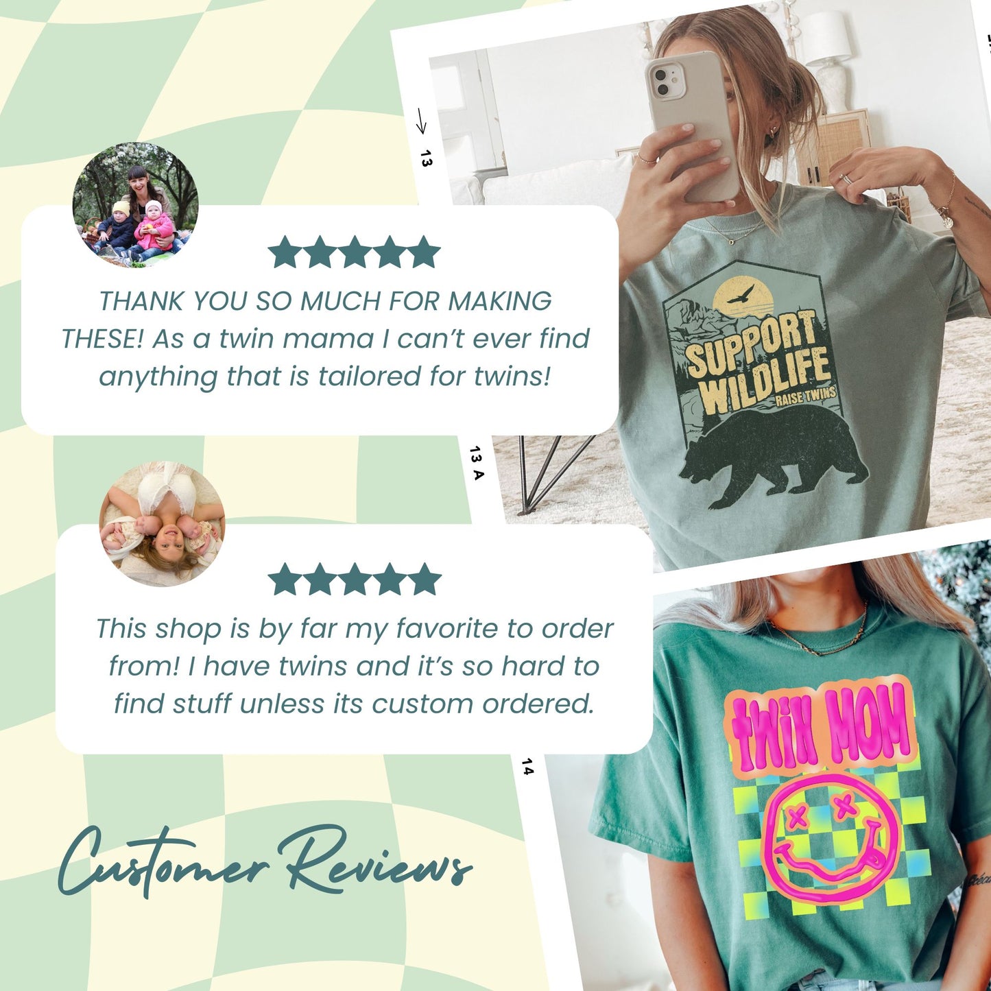 Neon smiley face checkered T-shirt
