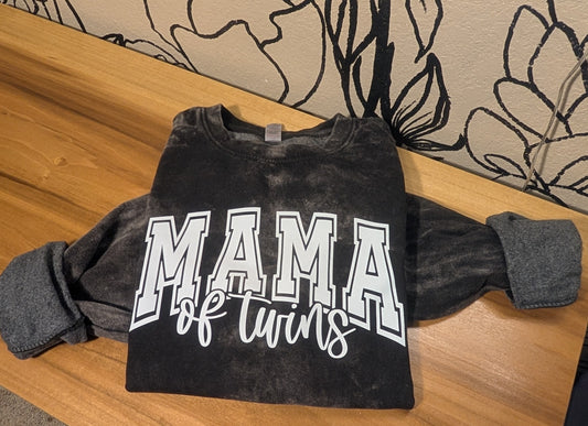 MAMA of Twins Black Mineral Wash Sweatshirt