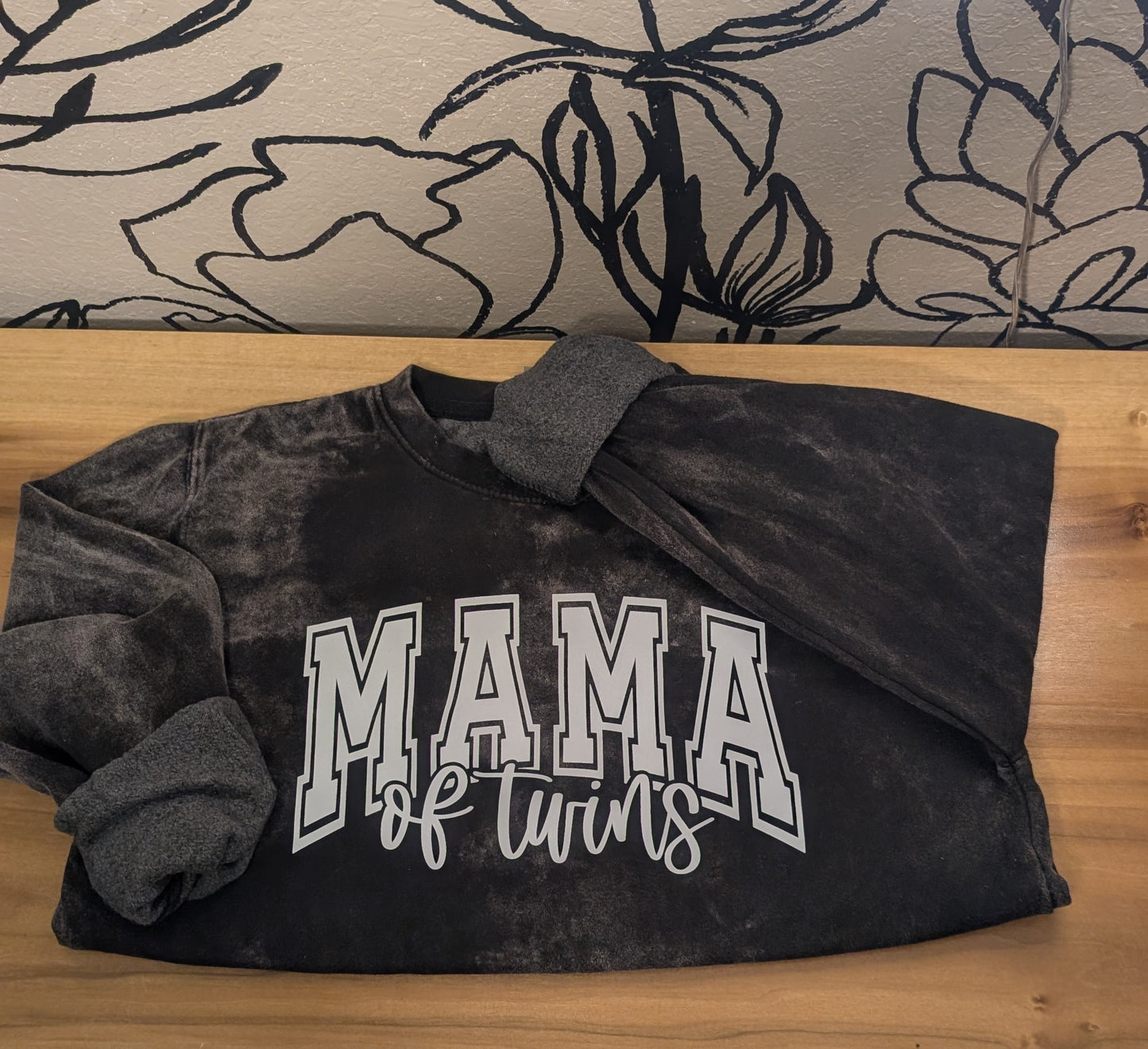 MAMA of Twins Black Mineral Wash Sweatshirt