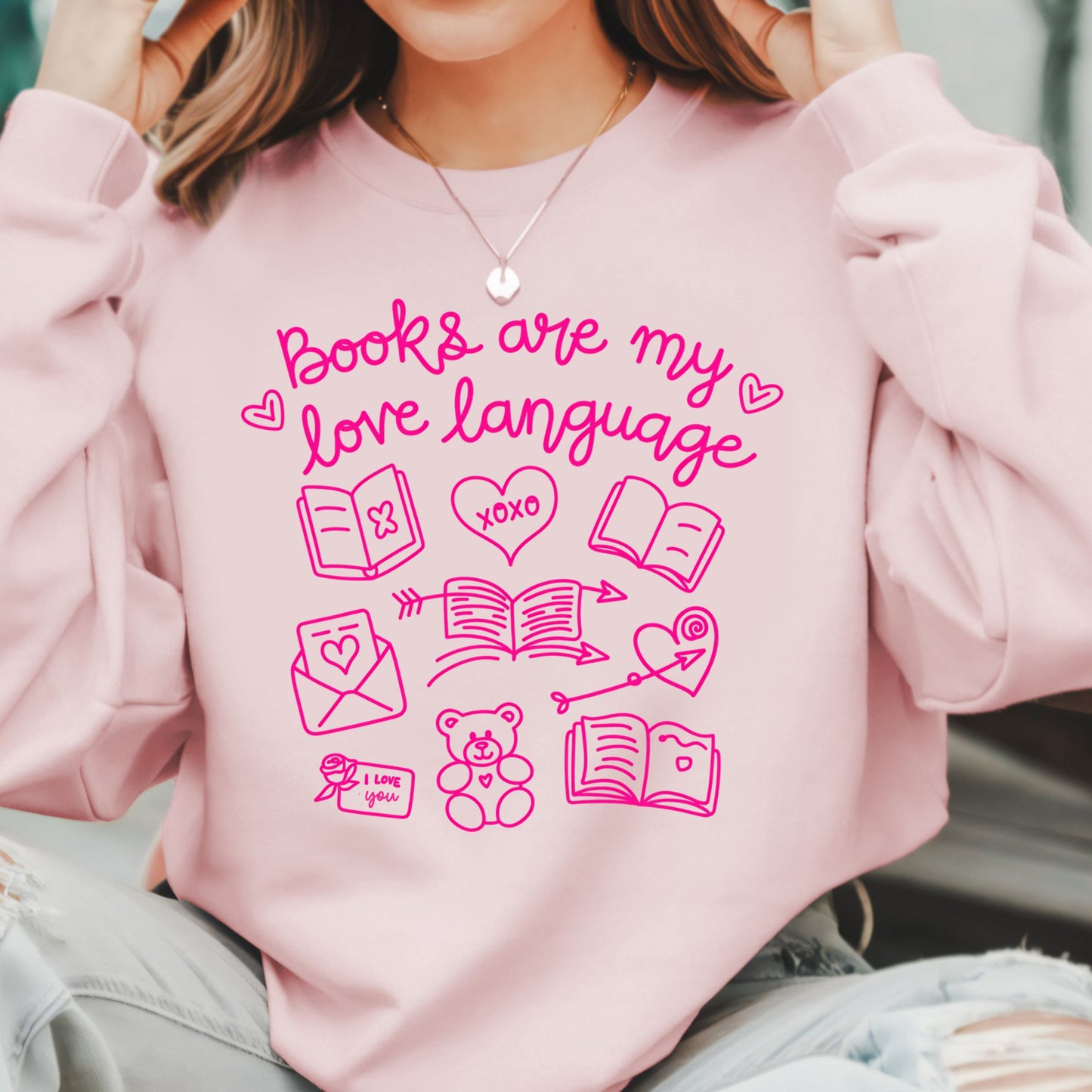 Bookish Doodles Love Themed Sweatshirt