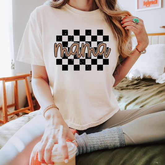 Checkered mama Boxy fit T-shirt