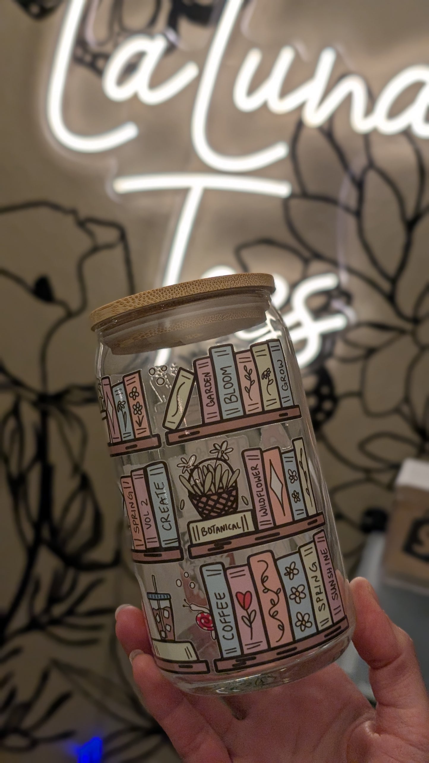 Booklover Bookish Reader Trendy Bookshelf Glass Cup