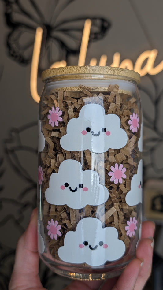 Kawaii Smiley Cloud Cutie Glass Cup