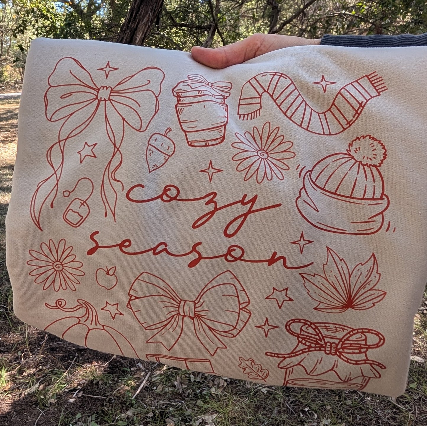 Cozy season fall doodle shirt