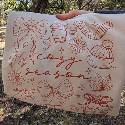 Cozy season fall doodle shirt