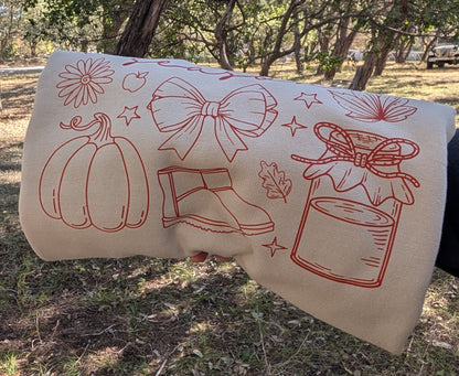 Cozy season fall doodle shirt